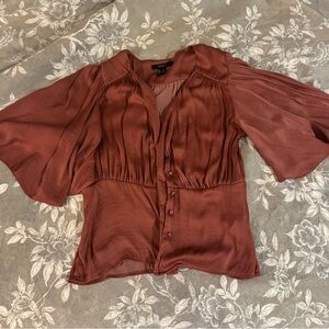 Forever 21 Pink Blouse with buttons and butterfly sleeves